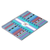 Paarse en Aqua Tribal Beat Zigzag Stripes Patroon Notitieboek (Linkerzijde)