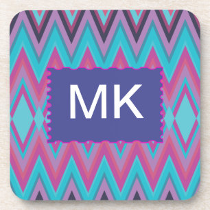 Paarse en Aqua Tribal Bier Onderzetter