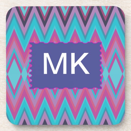 Paarse en Aqua Tribal Bier Onderzetter (Voorkant)