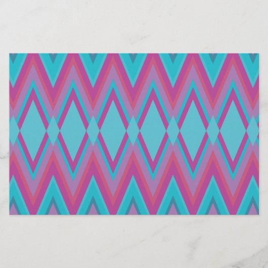 Paarse en Aqua Tribal Briefpapier (Voorkant)