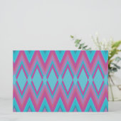 Paarse en Aqua Tribal Briefpapier (Staand voorkant)