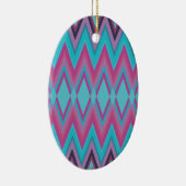 Paarse en Aqua Tribal Keramisch Ornament (Rechts)