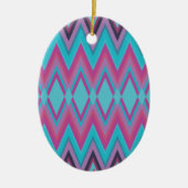 Paarse en Aqua Tribal Keramisch Ornament (Voorkant)