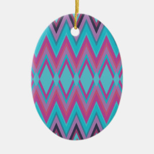 Paarse en Aqua Tribal Keramisch Ornament