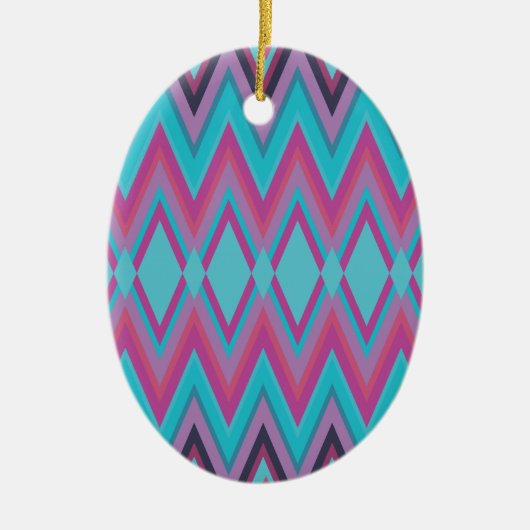Paarse en Aqua Tribal Keramisch Ornament (Voorkant)