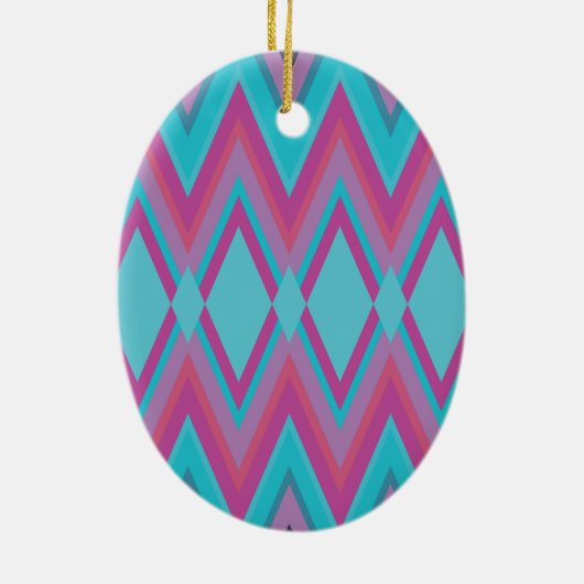Paarse en Aqua Tribal Keramisch Ornament (Achterkant)