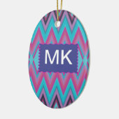 Paarse en Aqua Tribal Keramisch Ornament (Links)