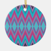 Paarse en Aqua Tribal Keramisch Ornament (Voorkant)