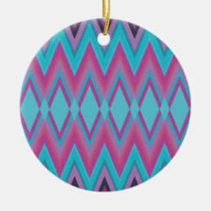 Paarse en Aqua Tribal Keramisch Ornament