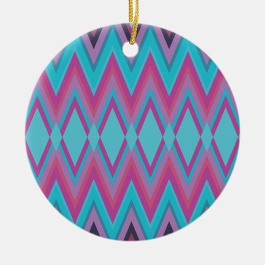 Paarse en Aqua Tribal Keramisch Ornament (Voorkant)