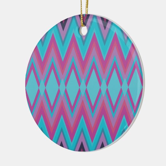Paarse en Aqua Tribal Keramisch Ornament (Links)