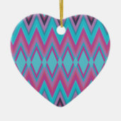 Paarse en Aqua Tribal Keramisch Ornament (Voorkant)