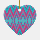 Paarse en Aqua Tribal Keramisch Ornament (Achterkant)