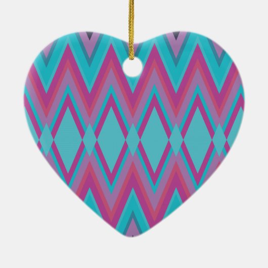 Paarse en Aqua Tribal Keramisch Ornament (Achterkant)