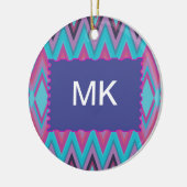 Paarse en Aqua Tribal Keramisch Ornament (Links)