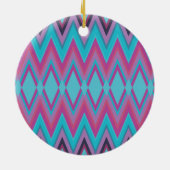 Paarse en Aqua Tribal Keramisch Ornament (Achterkant)