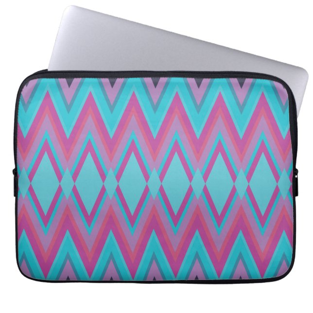 Paarse en Aqua Tribal Laptop Sleeve (Voorkant)