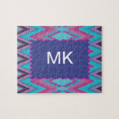 Paarse en Aqua Tribal Legpuzzel (Horizontaal)