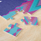 Paarse en Aqua Tribal Legpuzzel (Zijkant)