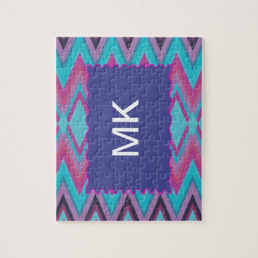 Paarse en Aqua Tribal Legpuzzel (Verticaal)