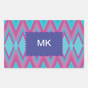 Paarse en Aqua Tribal Rechthoekige Sticker