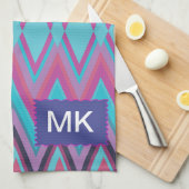 Paarse en Aqua Tribal Theedoek (Quarter Fold)