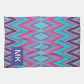 Paarse en Aqua Tribal Theedoek (Horizontaal)