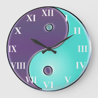 Paarse en Aqua Yin-Yang-klok Grote Klok
