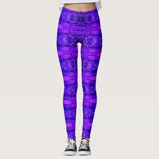 Paarse en aubergine abstracte patterned leggings (Voorkant)
