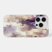 Paarse en beige abstracte aquarel iPhone hoesje (Achterkant horizontaal)