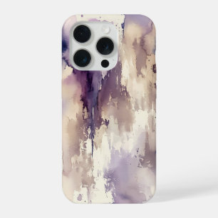 Paarse en beige abstracte aquarel iPhone 15 pro case