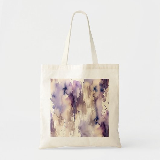 Paarse en beige abstracte aquarel tote bag (Voorkant)