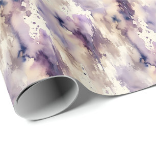 Paarse en beige abstracte waterverf cadeaupapier