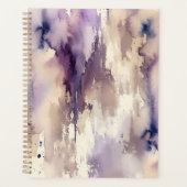 Paarse en beige abstracte waterverf planner (Voorkant)