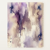 Paarse en beige abstracte waterverf planner (Achterkant)
