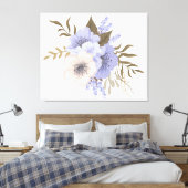 paarse en beige bloemen canvas afdruk (Insitu (Slaapkamer))