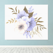 paarse en beige bloemen canvas afdruk (Insitu (Houten vloer))