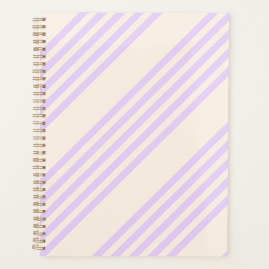 Paarse en beige vijf strepenpatroon planner (Voorkant)