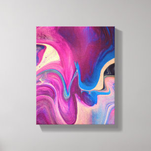 Paarse en blauw acrylverf canvas afdruk