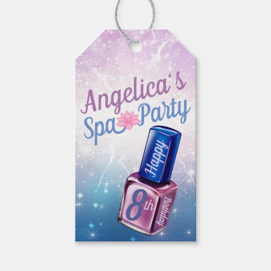 Paarse en Blauw|Nagellak Verjaardag Spa Party Cadeaulabel (Voorkant)