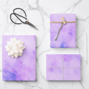 Paarse en blauw Waterverf Ruimteas Inpakpapier Vel