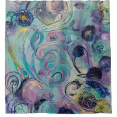Paarse en blauwe abstracte draaikolken douchegordijn (Voorkant)