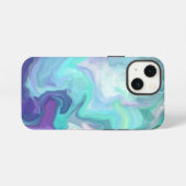 Paarse en blauwe Abstracte Faux Marble iPhone Hoesje (Achterkant horizontaal)