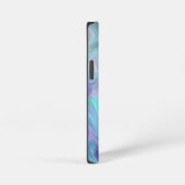 Paarse en blauwe Abstracte Faux Marble iPhone Hoesje (Rechterkant)