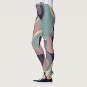 Paarse en blauwe abstracte golven leggings (Links)