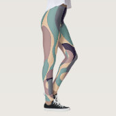 Paarse en blauwe abstracte golven leggings (Rechts)