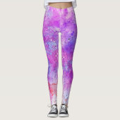 paarse en blauwe abstracte leggings (Voorkant)
