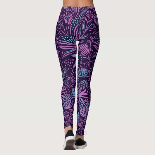 Paarse en blauwe Abstracte Leggings van Florence (Achterkant)