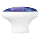 Paarse en blauwe Abstracte Waterverf gemarmerde zw Keramische Knop (Zijkant)