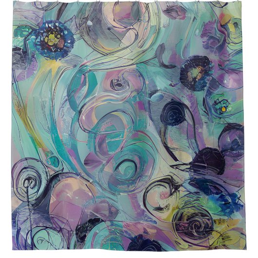 Paarse en blauwe abstracte zwembroeken douchegordijn (Voorkant)